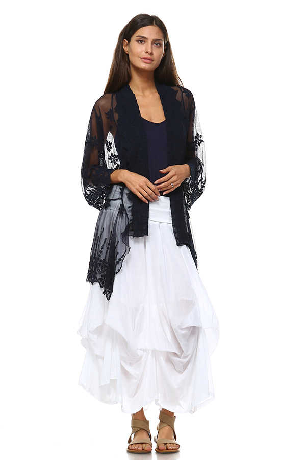 Front Open Lace Cardigan
With Cami - Navy